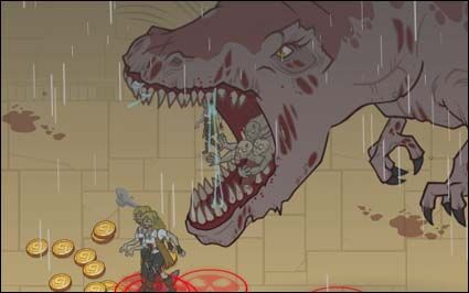 Game Play image of Idle Champions of the Forgotten Realms, highlighting a Zombie T-Rex